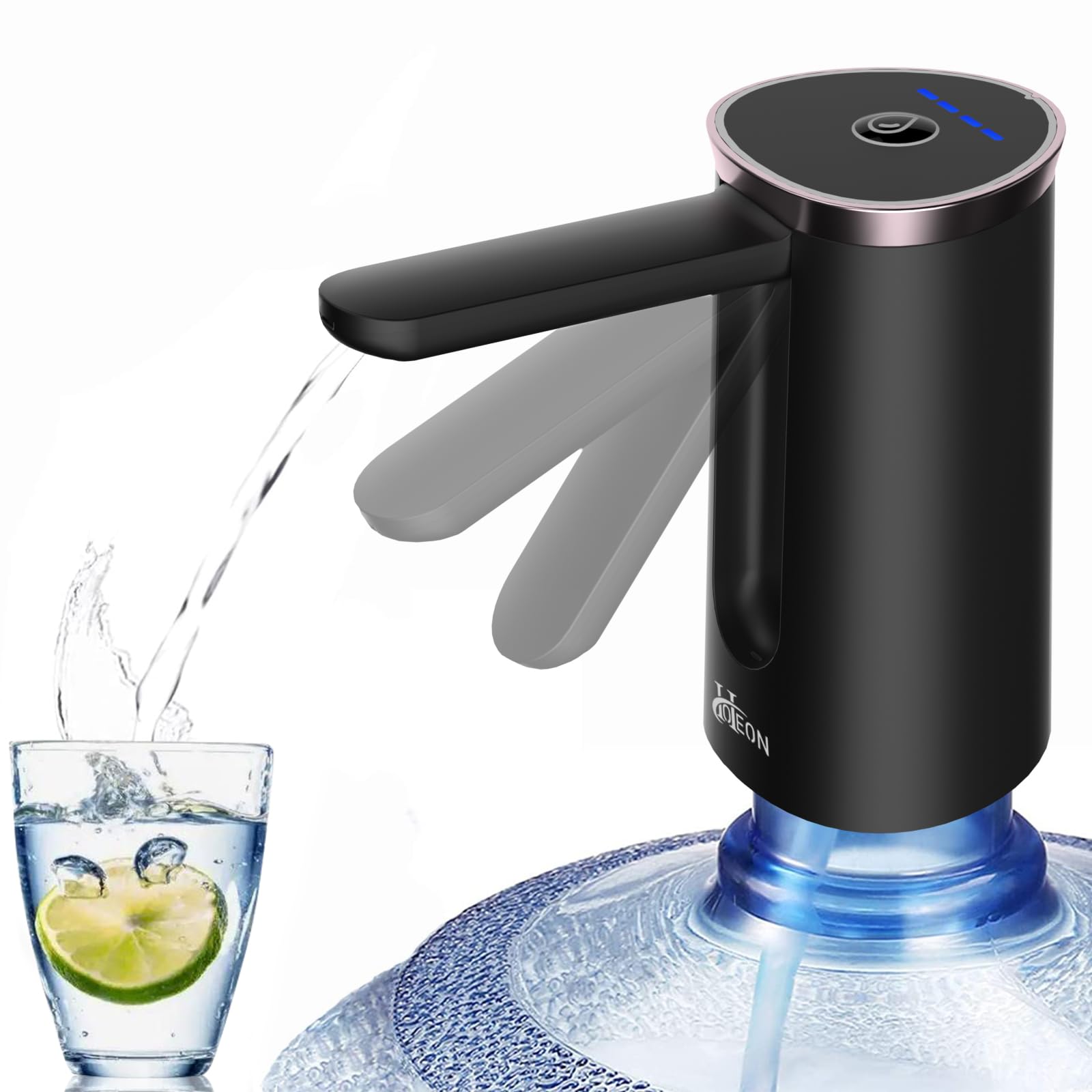 Hoteon Foldable Water Dispenser Pump for 20 Litre Bottle, Automatic Rechargeable Water Dispenser Pump, Portable Drinking Water Can Pump for Home, Office, Camping, Party Black (Upgrade)-image-30