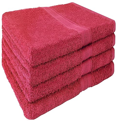NatureMark 4er Set Handtuch 50x100cm, Frottee Handtücher, 100% Baumwolle, Bordeaux rot