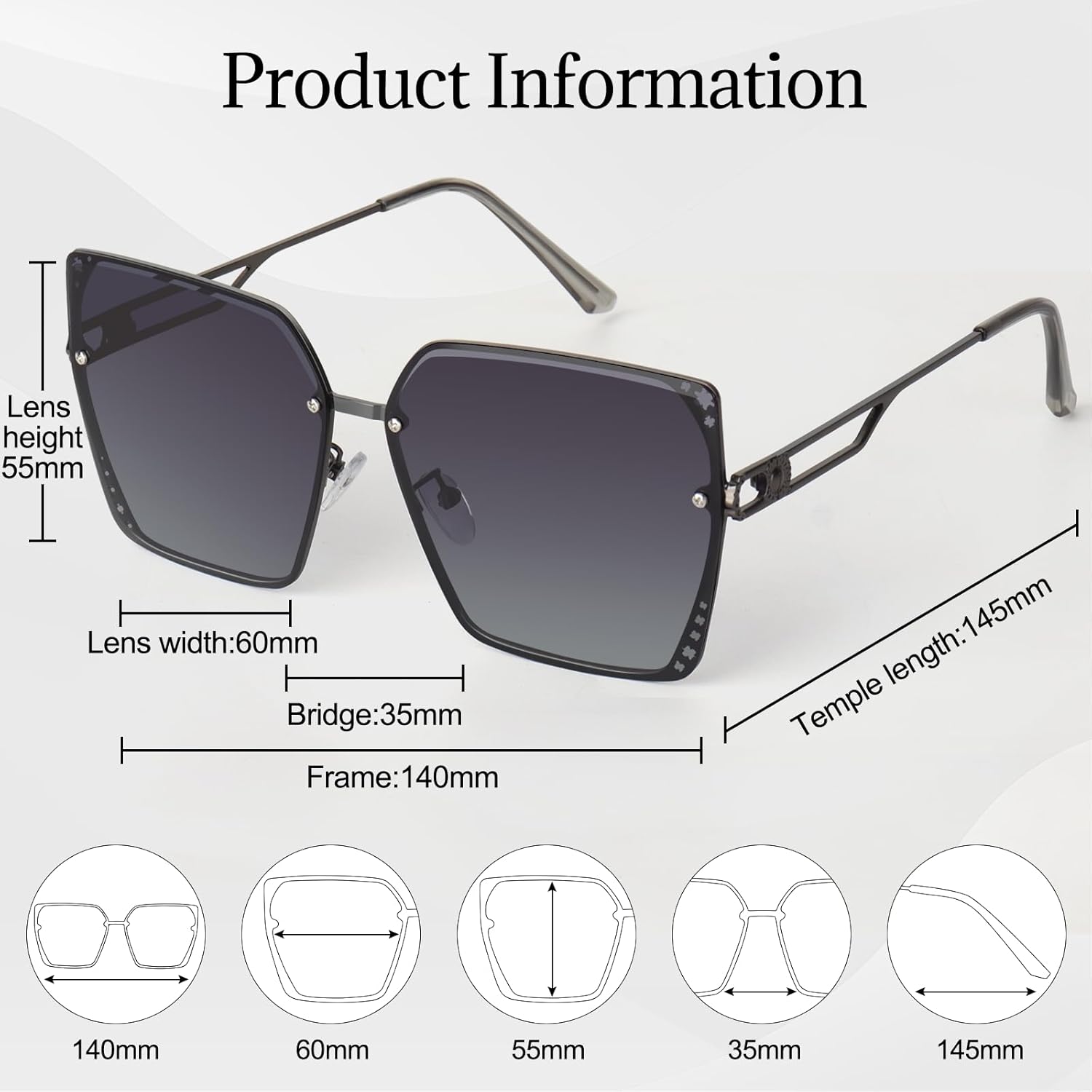 RayLove Women's Sunglasses - Polarized Sunglasses, Trendy Oversized Sunglasses for Women with Luxury Metal Frame - Image 2