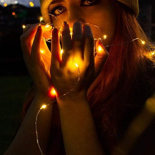 Miniatura 9 de koopower Paquete de 4 guirnaldas de 50 luces LED con temporizador, 8 pilas y 9 modos en 16 pies de alambre de cobre impermeable para dormitorio,