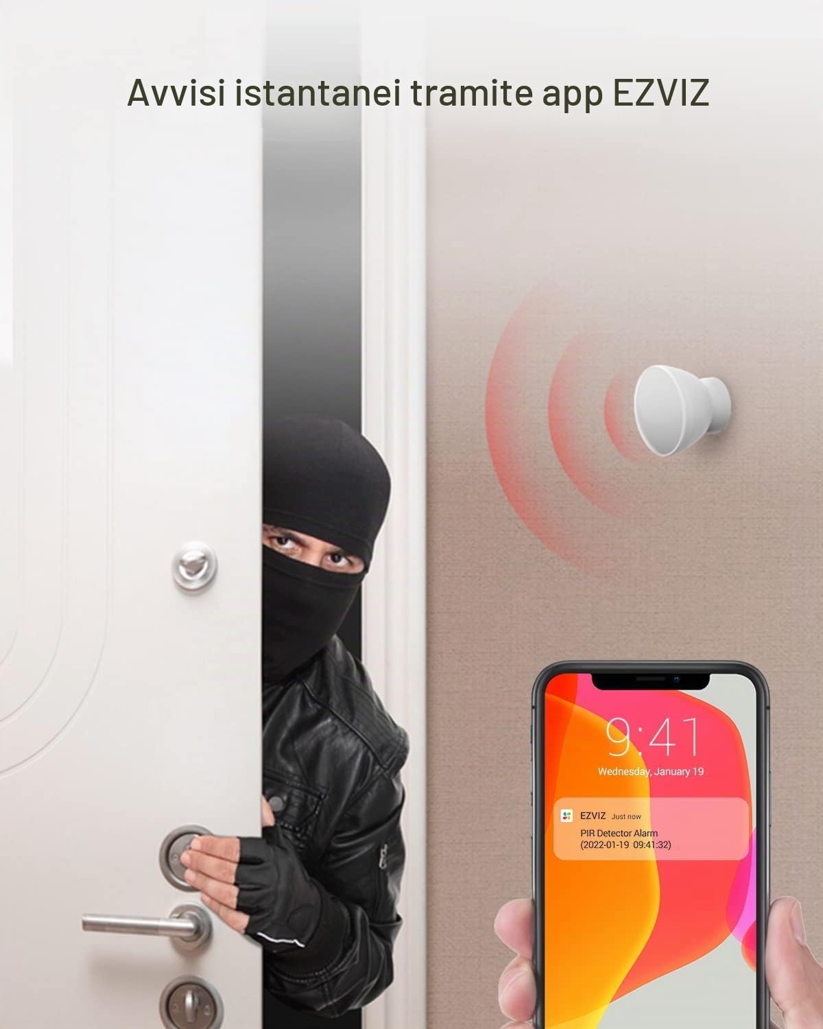EZVIZ Kit Sensori Wireless 4 pezzi, Hub Sicurezza domestica con allarme, Sensore movimento PIR, Sensore porta, Pulsante Smart, Connessione Zigbee