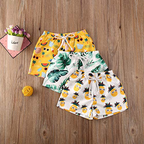 Image of BULINGNA Toddler Baby Boys Swim Shorts Coconut Tree and Leaves Print Swimming Trunk Kids Boy Waves Swimwear