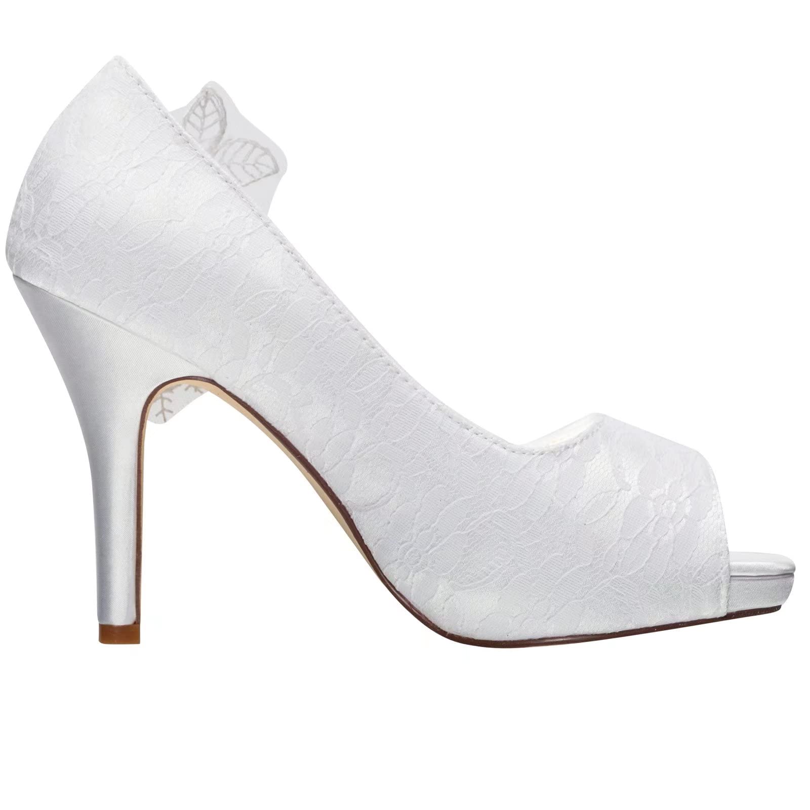 Chaussures de Mariage Chaussures de Mariage en Dentelle Chaussures de mariée à Talons Hauts en Dentelle Peep Toe