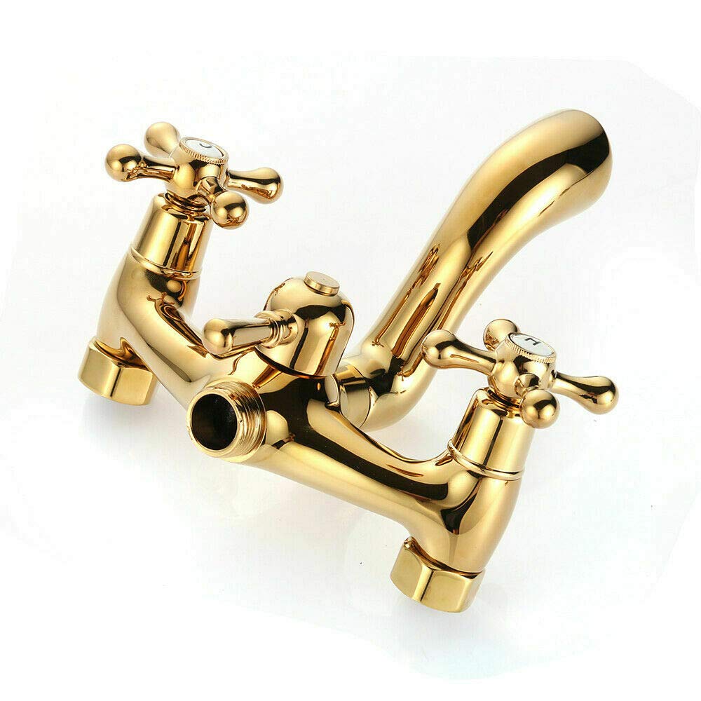 Douchesysteem, douchekraanset, complete regendouchekop met handdouche, badkamer wandmontage regendouche-armatuur met handset (ronde gouden douche ruwe ventiel