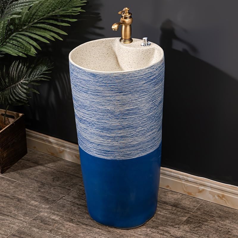 Pedestal Sinks Floor Standing Basin Household Bathroom Wash Ceramic Outdoor Pool Sink (A)
