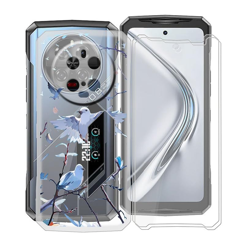 Coque Doogee V40 Pro étui silicone avec verre trempé écran protection transparente bumper housse
