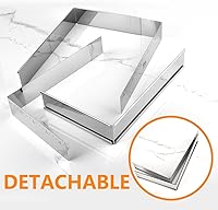 Vista 3 de Guowall Molde extensible cuadrado de acero inoxidable para tartas, anillo de mousse ajustable resistente, forma rectangular, cortador de pastel