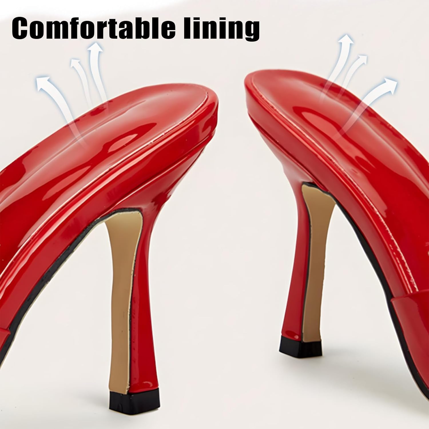 Women's Patent Leather Square Open Toe Stiletto Heeled Mules Sandals Sexy Backless Lightweight Non Slip Slip on Pumps Summer Super High Heel Party Prom Dress Sandals - Image 7