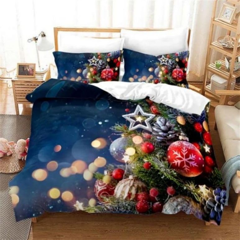 Housse de couette 140x200 bleu marine pour déco de chambre de Noël