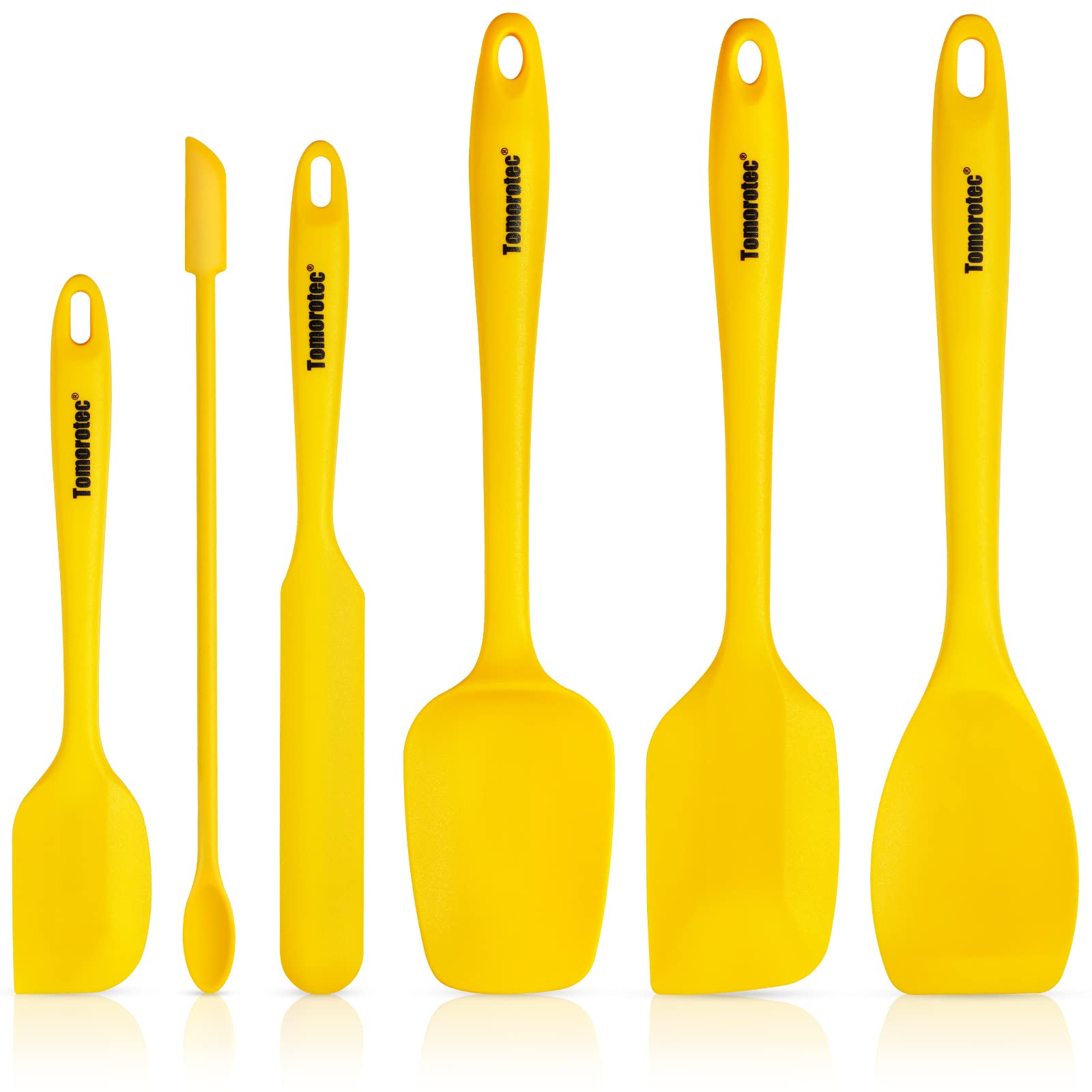Pack de 5 espátulas de silicona – varios tamaños, amarillo