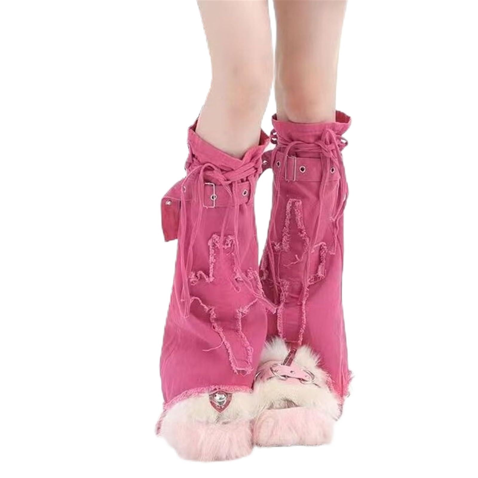 Denim Long Leg Warmers for Women Girls Y2K Half Sleeve Foot Leg Cool Goth Harajuku Jean Boot Cover