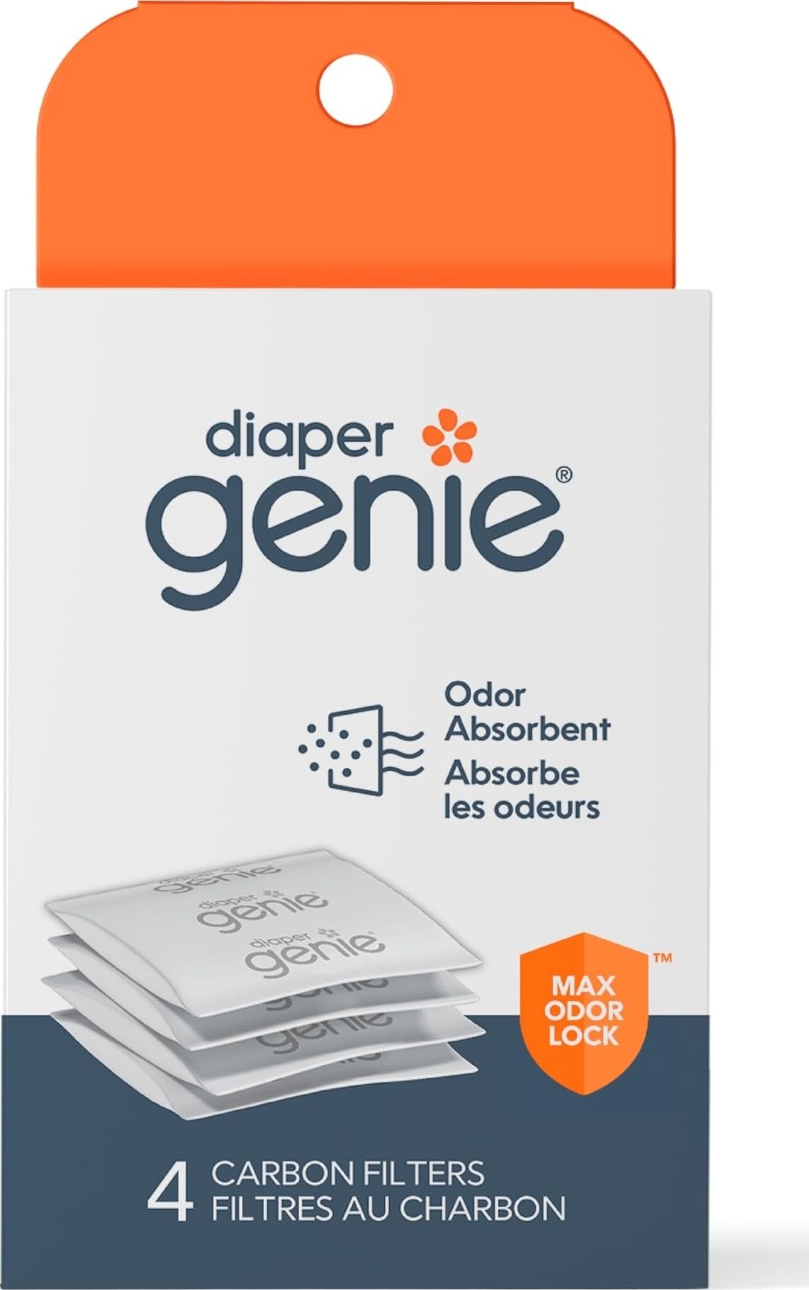 Diaper Genie Filtro de carbono (paquete de 4) | Eliminador de olores y desodorante para cubo de pañales | Compatible con el cubo Diaper Genie Complete y Expressions