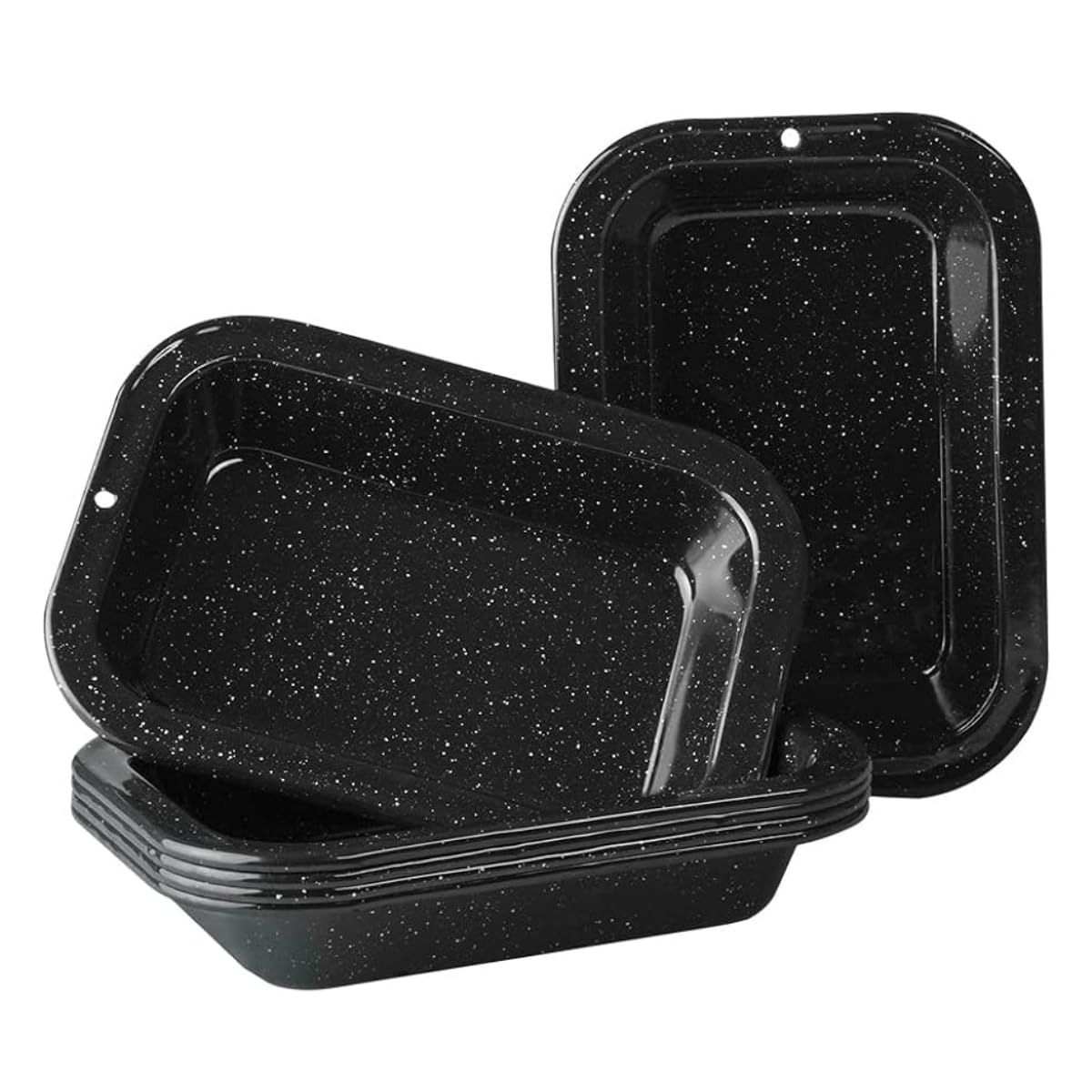 Cinsa 6 pc Snack Tray 1 Qt - Enamelware Plates for Indoor & Outdoor. Camping Dishes, Durable and Reusable. Snack Tray