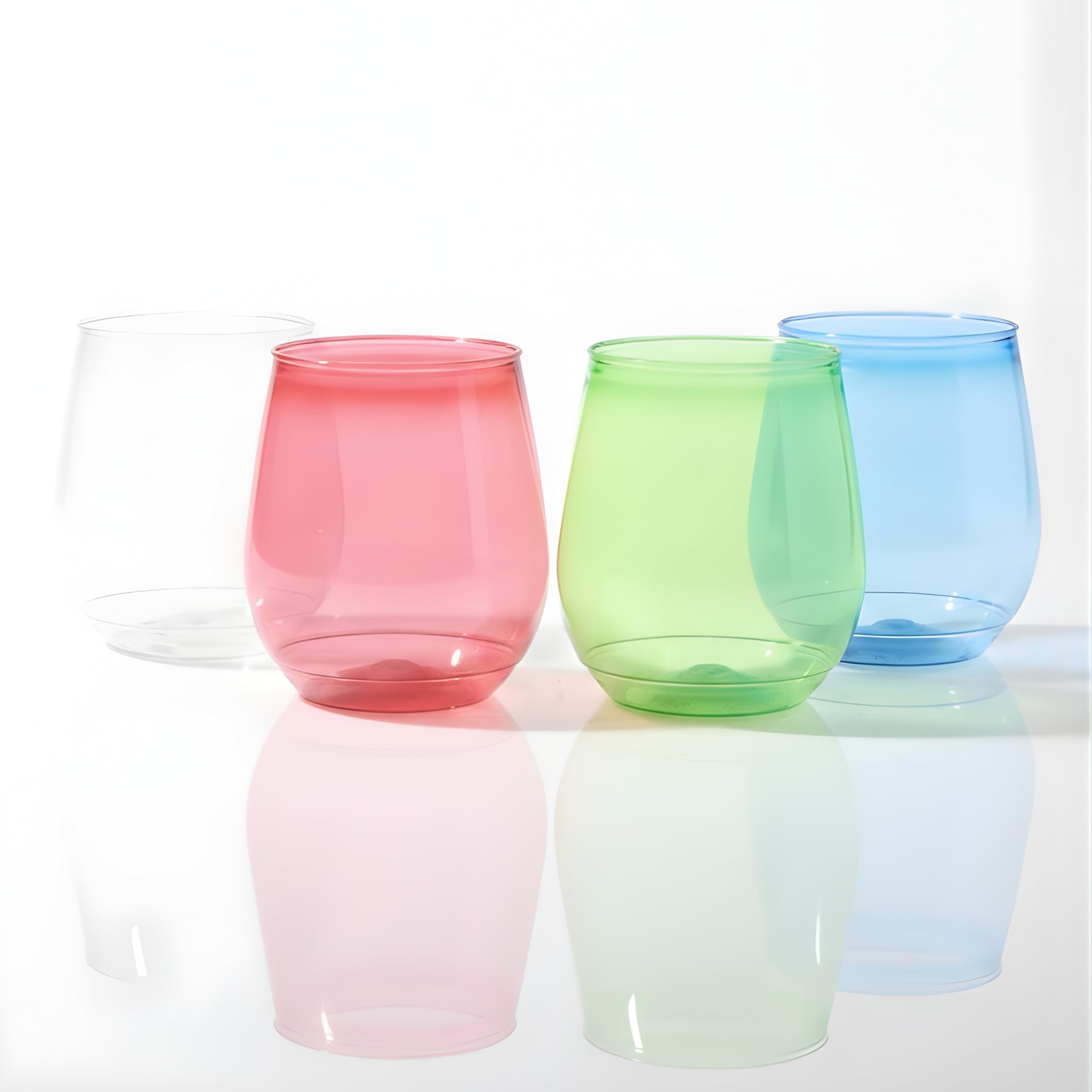 POP Vino Cups - 400ml (Pack of 12) | Multicolor, Transparent & Unbreakable Drinking Glasses for Parties and Outdoor Use | Serving Cups for Juice, Water & Soft Drinks | Durable Drinkware Glass Set