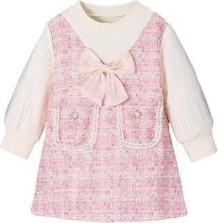Hopscotch Girls Pink Full Sleeves Bow Detail Tweed Dress Price In India