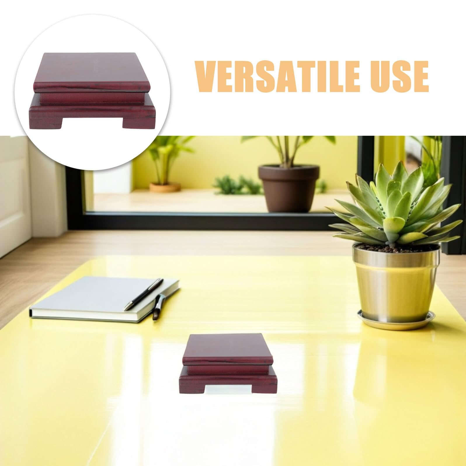 Socle de Présentation Carré Rouge en Bois, Lot de 2 Pièces