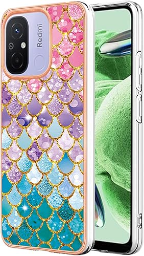 Funda delgada para teléfono Xiaomi Redmi 12C, funda delgada para Redmi 11A 4G, diseño de mármol brillante IMD para niñas para Redmi 11A 4GRedmi 12C,