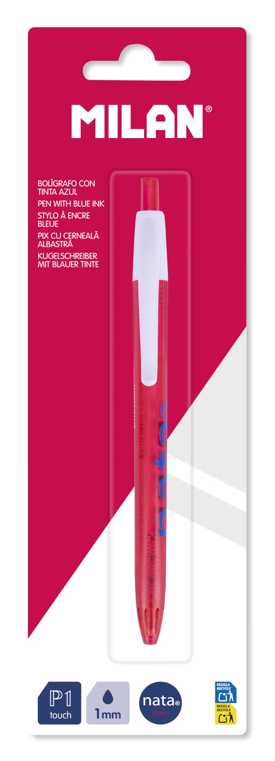 MILAN® Blíster bolígrafo P1 tinta azul, MILAN nata® 624