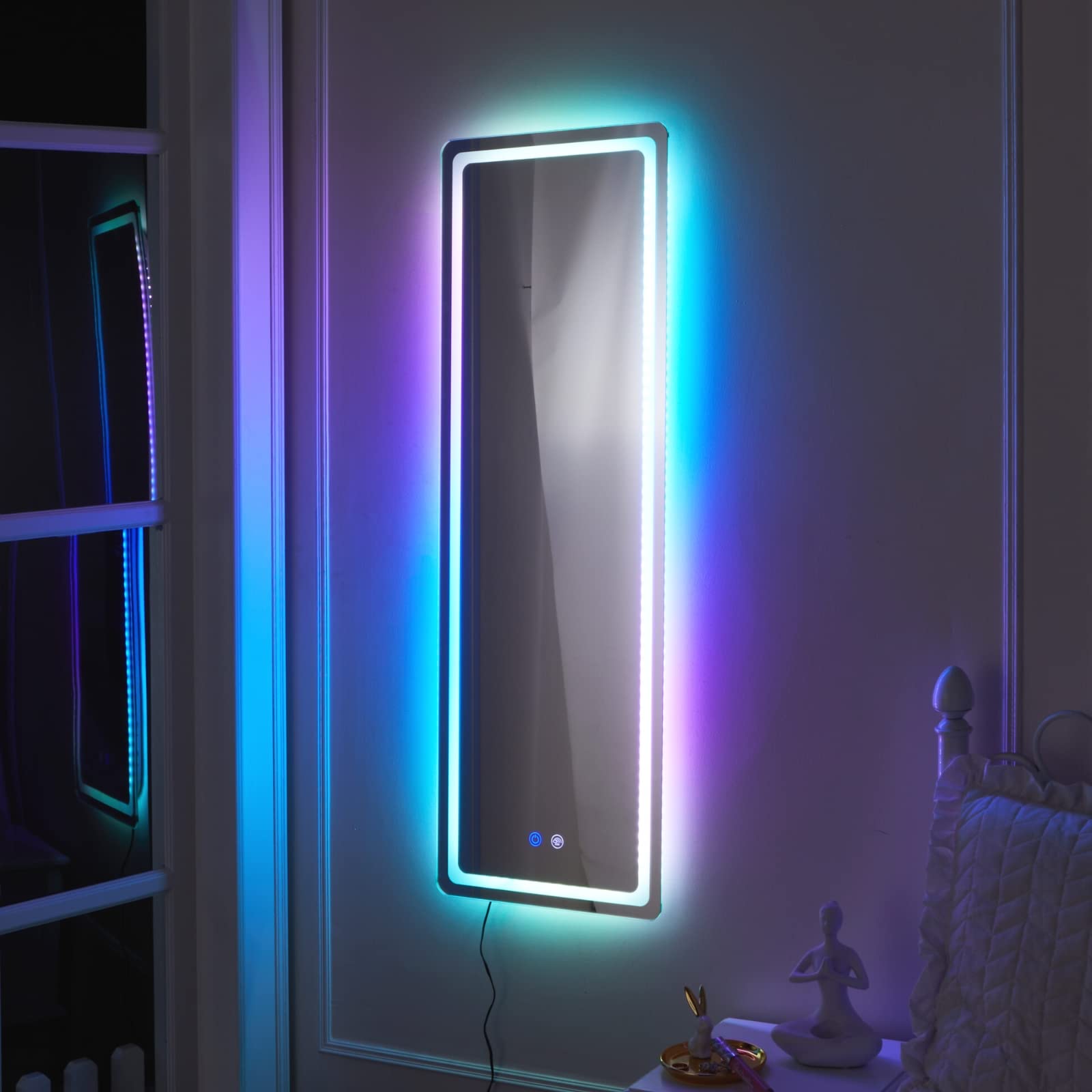 LUXFURNI Full Length Mirror Wall Mounted Mirror for Bedroom, RGB Color