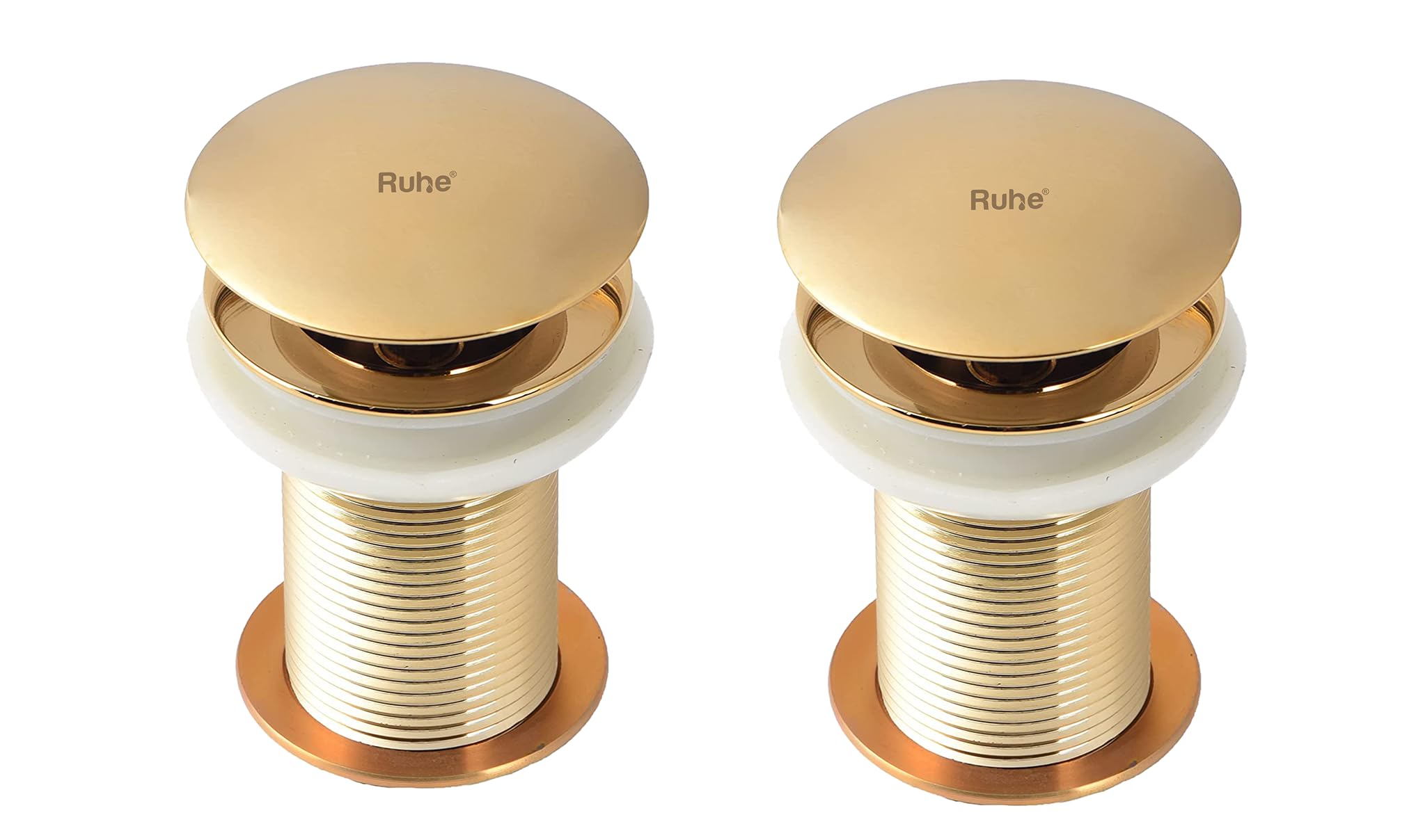 Ruhe® Waste Coupling | Brass Pop Up Waste Coupling with Smooth Push Button | (3 Inches) | Yellow Gold | Pack of 2 (B0C866XDTW) Amazon Price History, Amazon Price Tracker