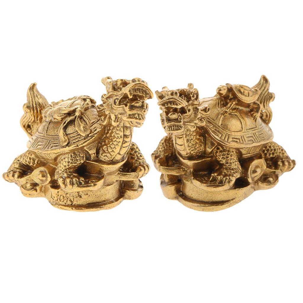 Sculture Mini Statua Decorazioni for la casa Stile casuale, Scultura astratta moderna Statua Artigianato Famiglia, Feng Shui Drago d'oro Tartaruga Protezione della ricchezza Figurina Regalo di congrat