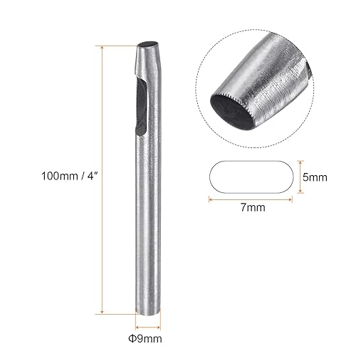 Miniatura 2 de HARFINGTON Perforadora de agujero ovalada 0.157x0.236 in de cuero hueco cortador troquelado para banda de reloj de correa de trabajo de artesanía en
