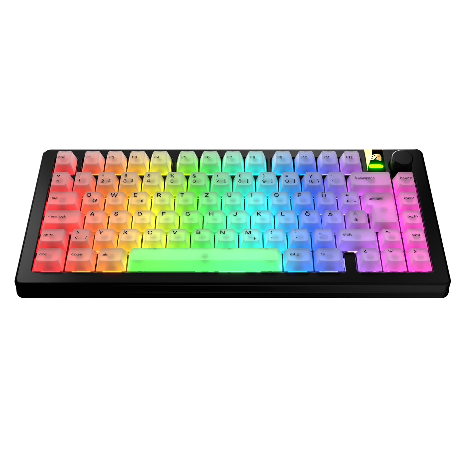 GLORIOUS Gaming - GLORIOUS Polychroma RGB Keycaps, lichtdurchlässig, für mechanische 100%-, 75%- 65%- und 60%-Gaming-Tastaturen, Windows & macOS - Deutsche QWERTZ-Belegung