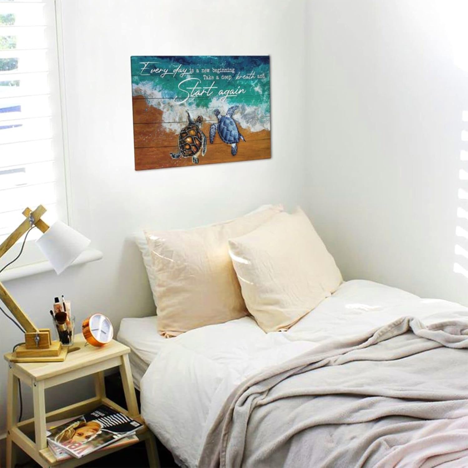 Vintage Ocean Sea Turtle Wall Art God Says You Are Sea Turtle Inspirational Quotes Prints Canvas Motivational Wall Decor Artwork For Bedroom Dorm Living Room Bathroom 12x16inch