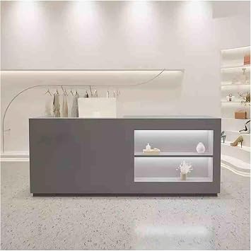 Reception Desk, Checkout Counter, Reception Counter Desk,Retail Counter with Private, Office Counter for Company Halls, Hotel Receptions, Clothing StoresGray