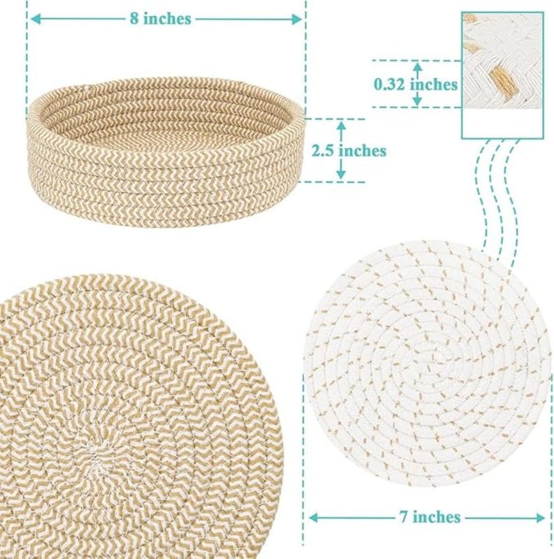 Image of Mansa for Hot Dishes, Pots and Pans, Hot Pads with Storage Basket, Pot Holders for Kitchen, Heat Resistant Mat Protect Counter Home Essentials, Farmhouse Decor (Pack of 5 with Cover) Multi Beige