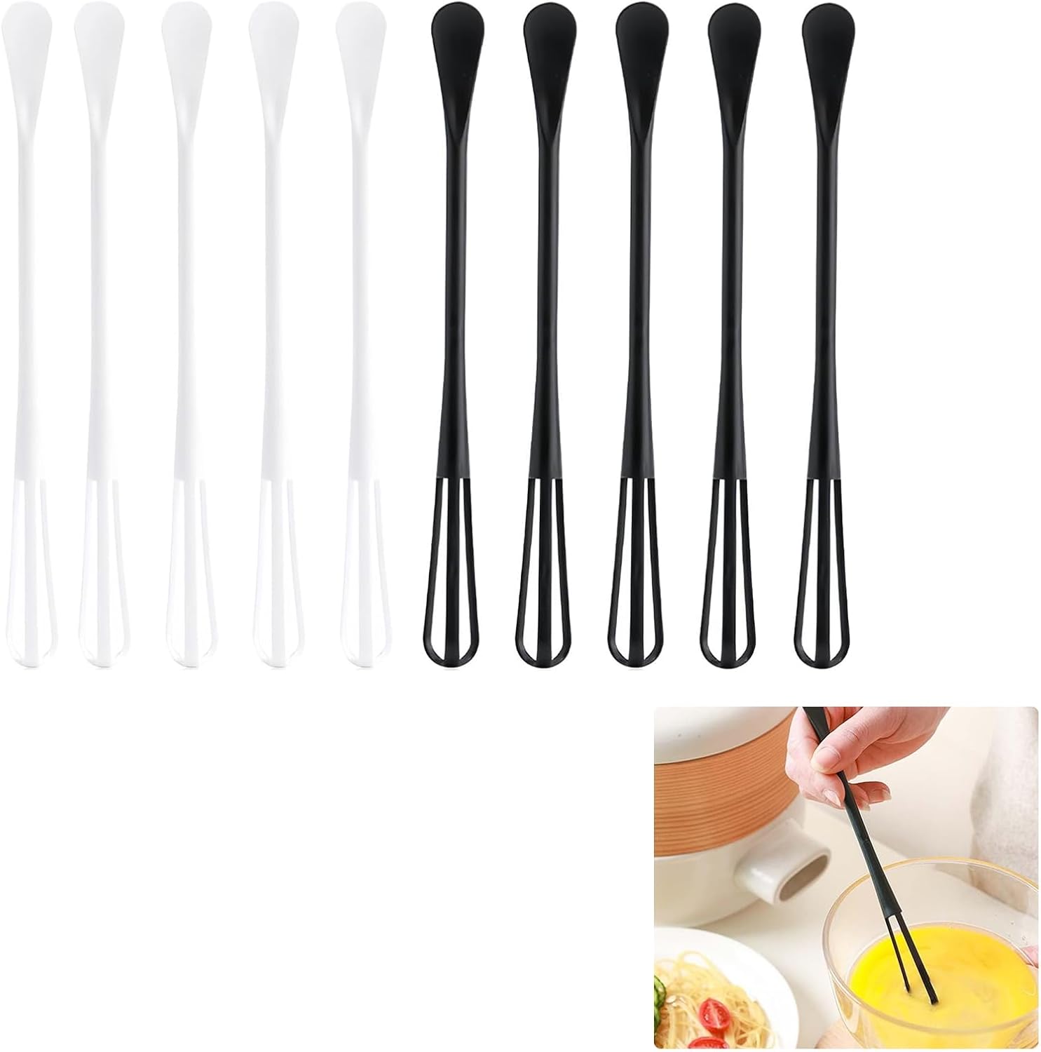10Pcs Multifunctional Mini Whisk,Mini Spoon,Small Whisks for Cooking, 2