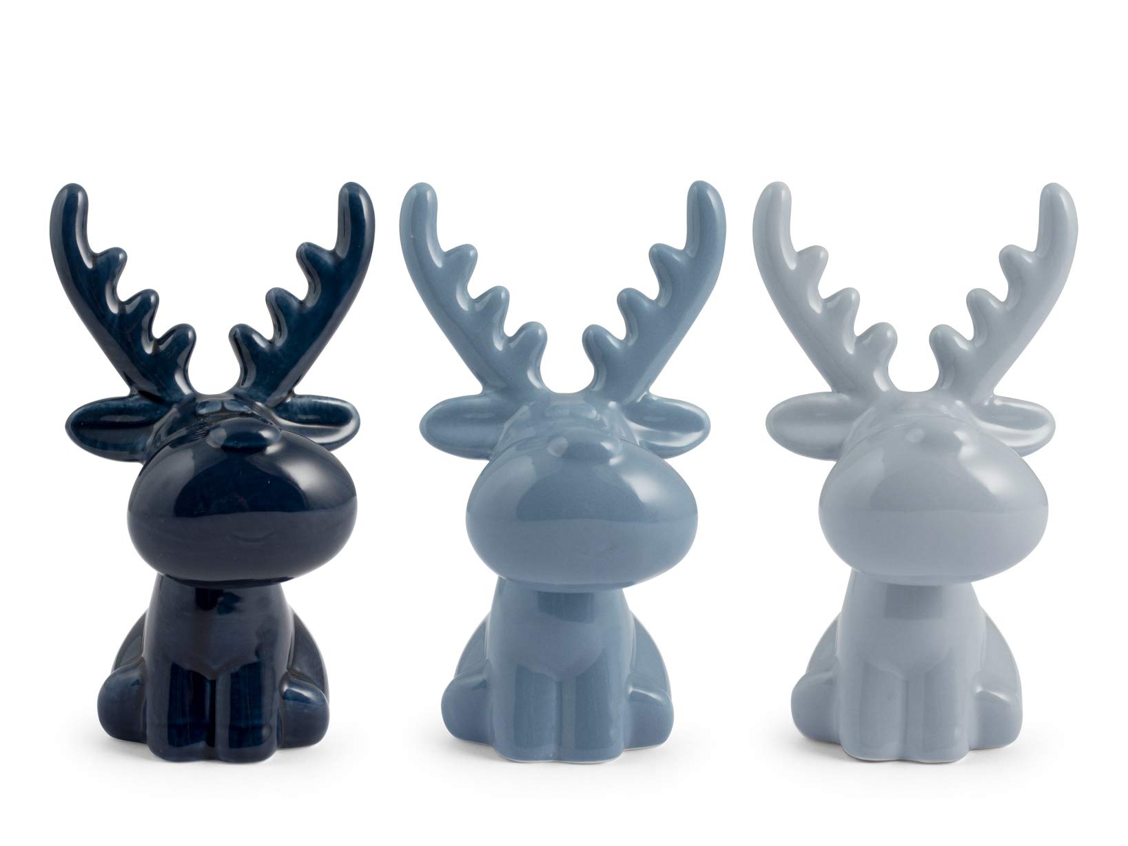Renne sedute en stoneware H&H bleu 15,5 cm lot de 6 figurines
