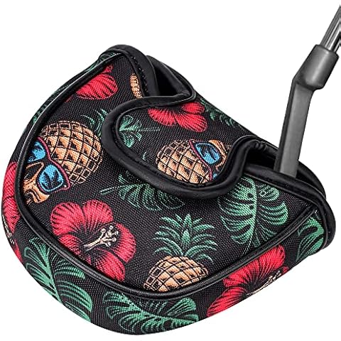 VIXYN Mallet Putter Cover - Cool Putter Cover - Mallet Putter Headcover - Fleeced Lined Putter Head Covers - Protective Golf Club Covers to Match Driver Headcover (Pineapple Skull) Cover