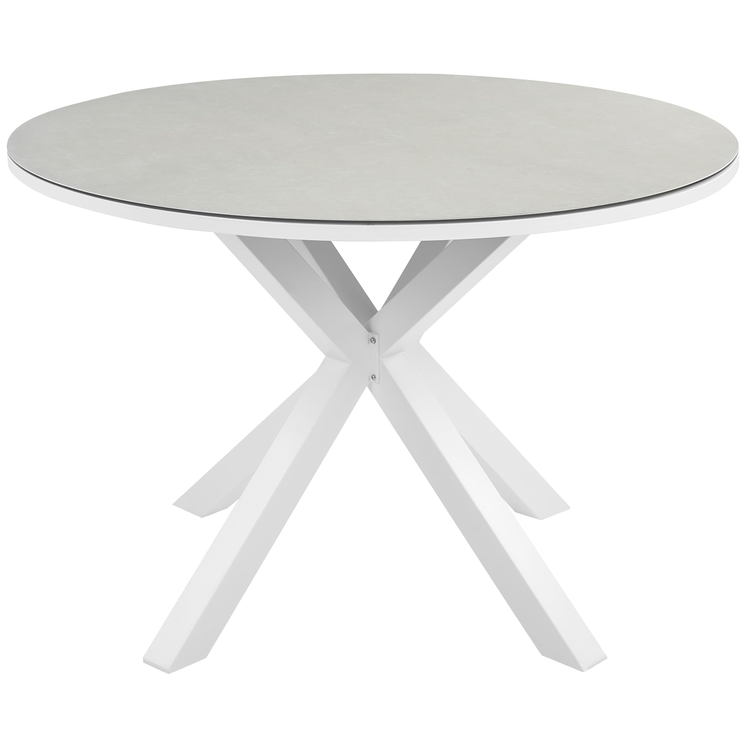 Beliani Tavolo da giardino in alluminio con gambe in alluminio e piano in vetro ceramico bianco