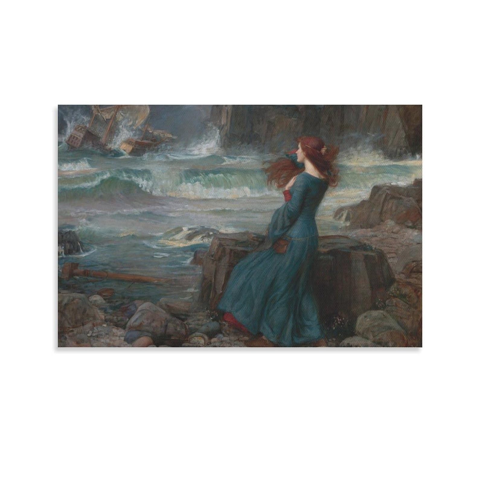John William Waterhouse Prints 《The Tempest》 Wall Art Poster Home Decor Wall Art Hanging Picture Print Bedroom Decorative Painting Room Aesthetic 12x18inch(30x45cm) — image 1