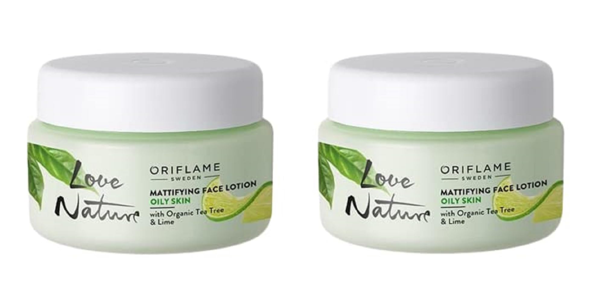 love nature mattifying face lotion with organic tea tree and lime - 50 x 2 ml - Pack of 2