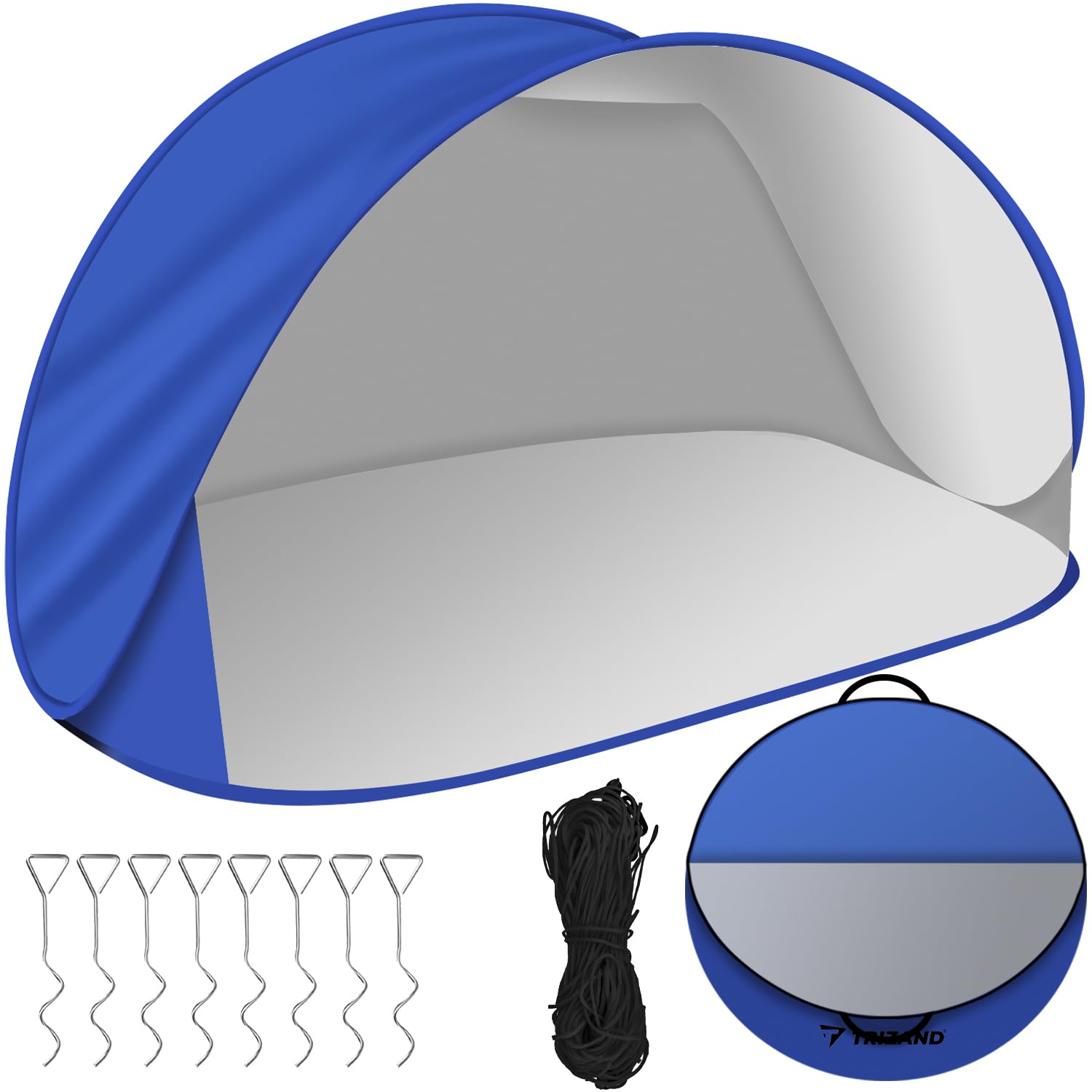 Refugio de playa Pop Up 220 x 120 cm protección UV 40 tienda de campaña pequeña paquete ligero bebé niños adultos azul 23862