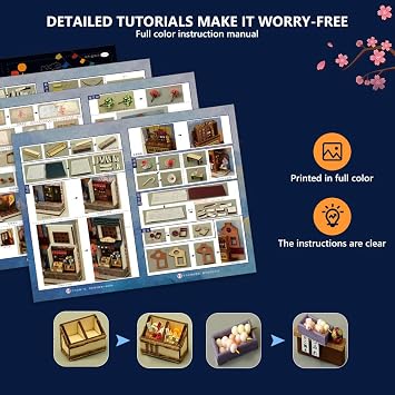 DIY Book Nook Kit, 3D Wooden Puzzle House,DIY Miniature Dollhouse Booknook Kit,Model Kits for Adults to Build with LED Light,Mini Doll House Creativity Gift for Teens 14+ (Cherry Blossom Alley)