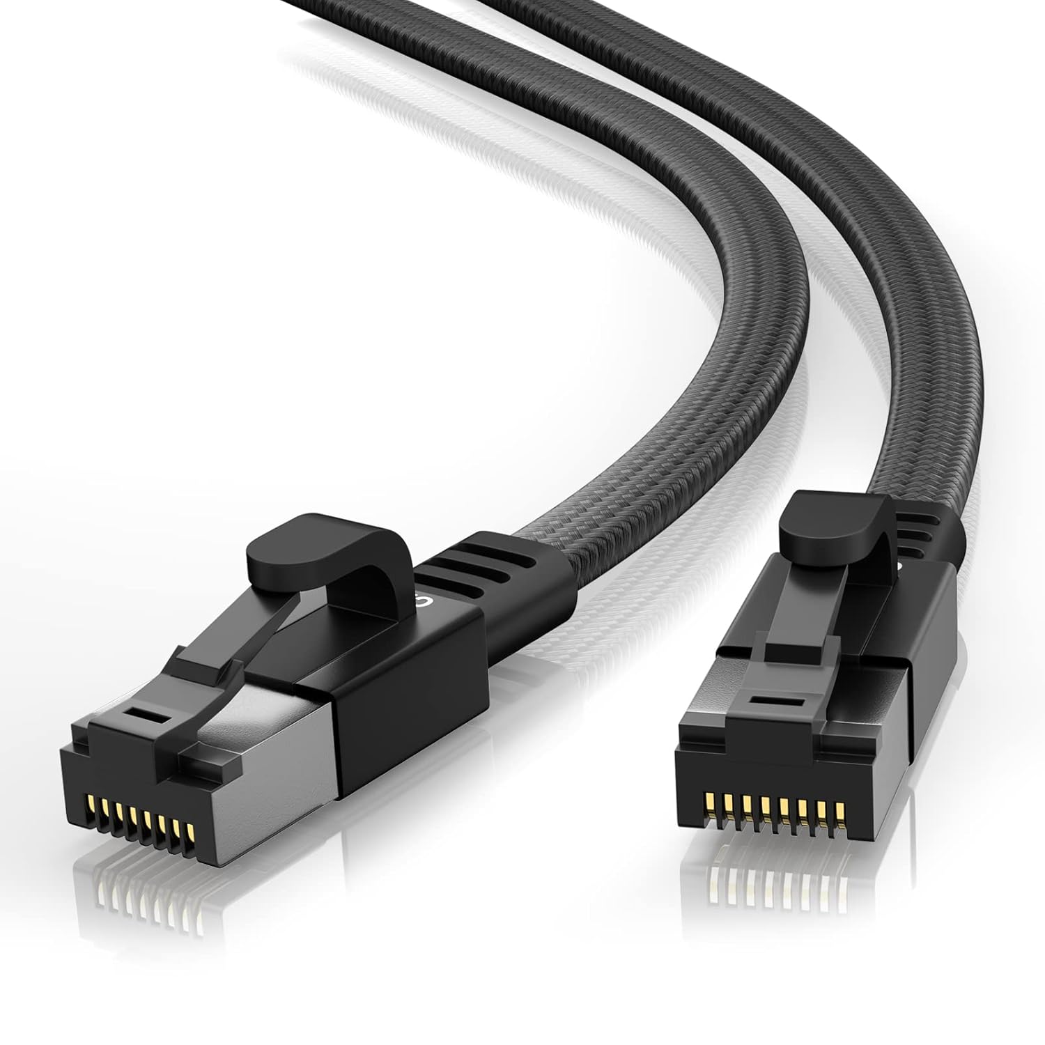 Smolink Cat 8 Flat Cable 100 ft, Nylon Braided High Speed