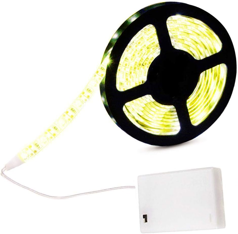cuzile LED Light Strip Flexible Warm White 200cm 66in + Battery Box + Switch Battery Powered