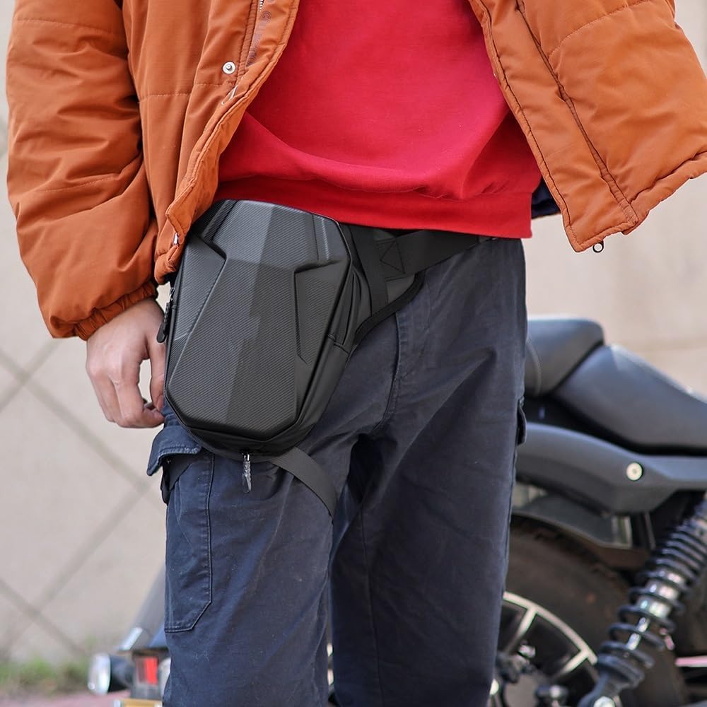 Borsa da Gamba Borsa da Gamba per Moto Guscio Rigido Borsa Laterale per Gamba da Moto Borsa Laterale espandibile Impermeabile per Cellulare Accessori per Moto Marsupio da Gamba per Moto,Nero