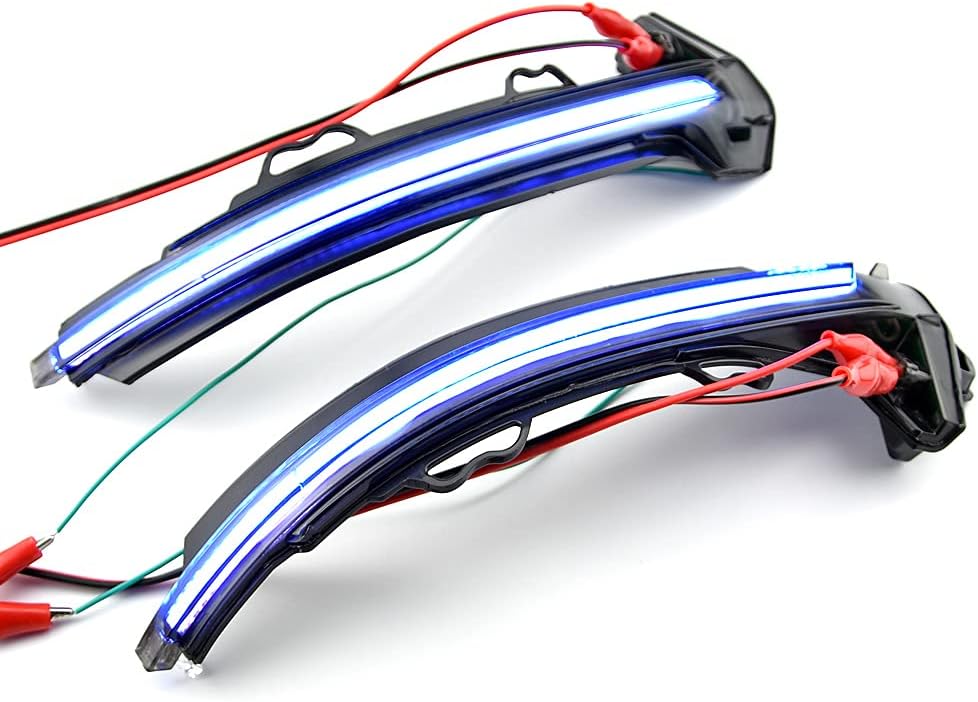 2pcs Dynamic Sequential Blink LED Side Mirror Turn Signal Light Assembly Compatible with Au-di A4 S4 RS4 B9 A5 S5 RS5-Blue and Yellow