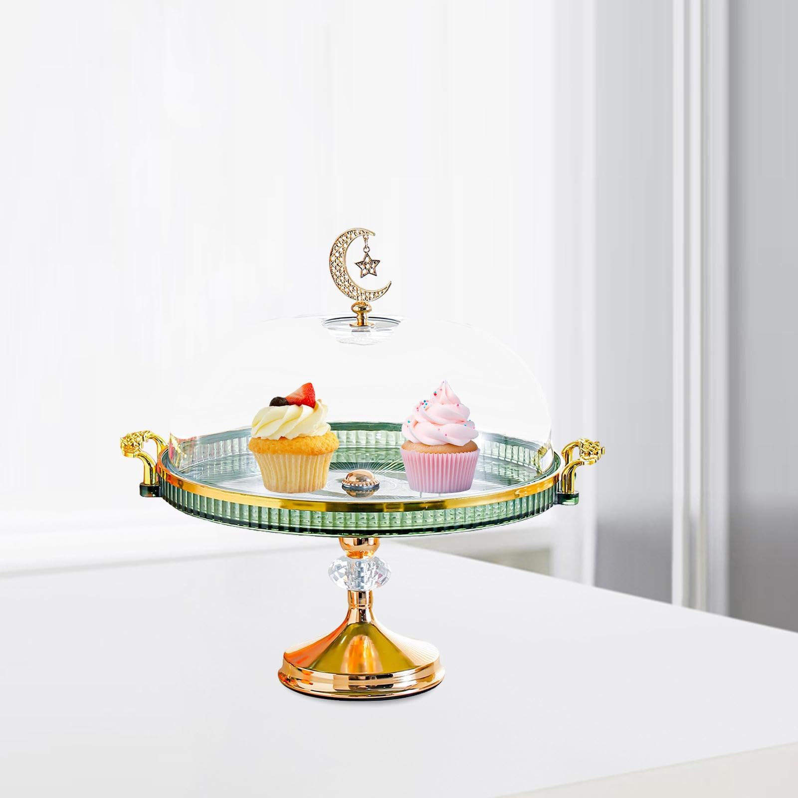 Présentoir à Gâteaux avec Couvercle, Support à Gâteaux, Cloche à Gâteaux, Plat de Service En PP Facile D'entretien avec Une Poignée Luxueuse pour, Vert