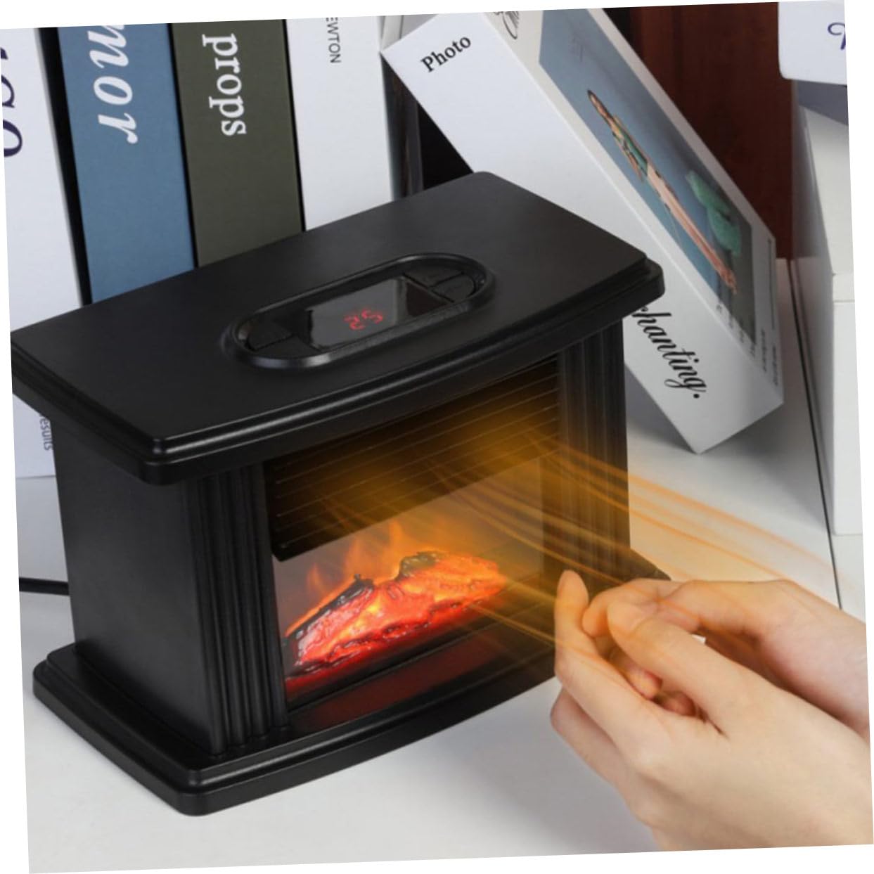 Stufa Elettrica con Effetto Fiamma Simulata Termoventilatore da Fiamma per Riscaldamento Silenzioso e Pulito Adatto per Appartamenti e Camper