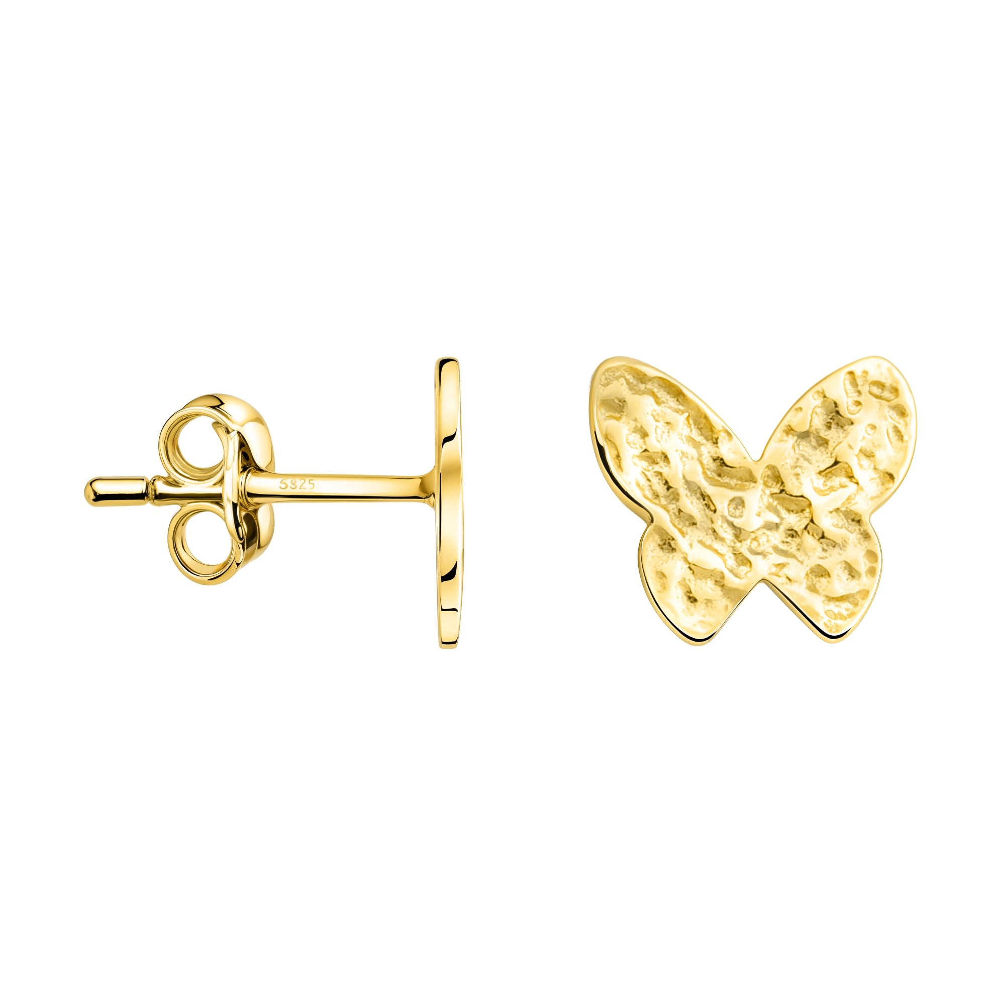 SOFIA MILANI - Pendientes para Mujeres en Plata de Ley 925 - Pendiente de Botón de Mariposa Texturizada