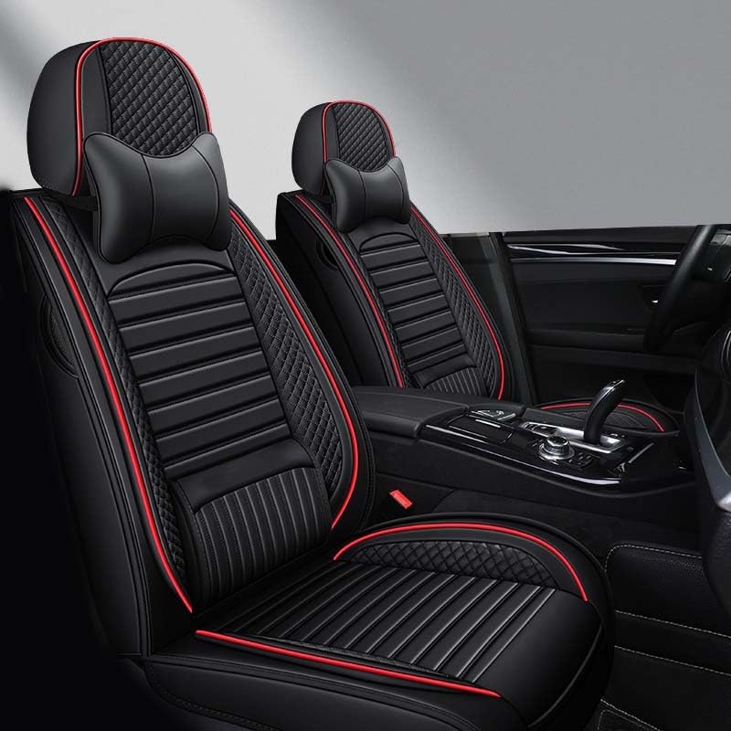 Housse de siège auto en cuir luxe noir et rouge pour Volkswagen Jetta et Beetle