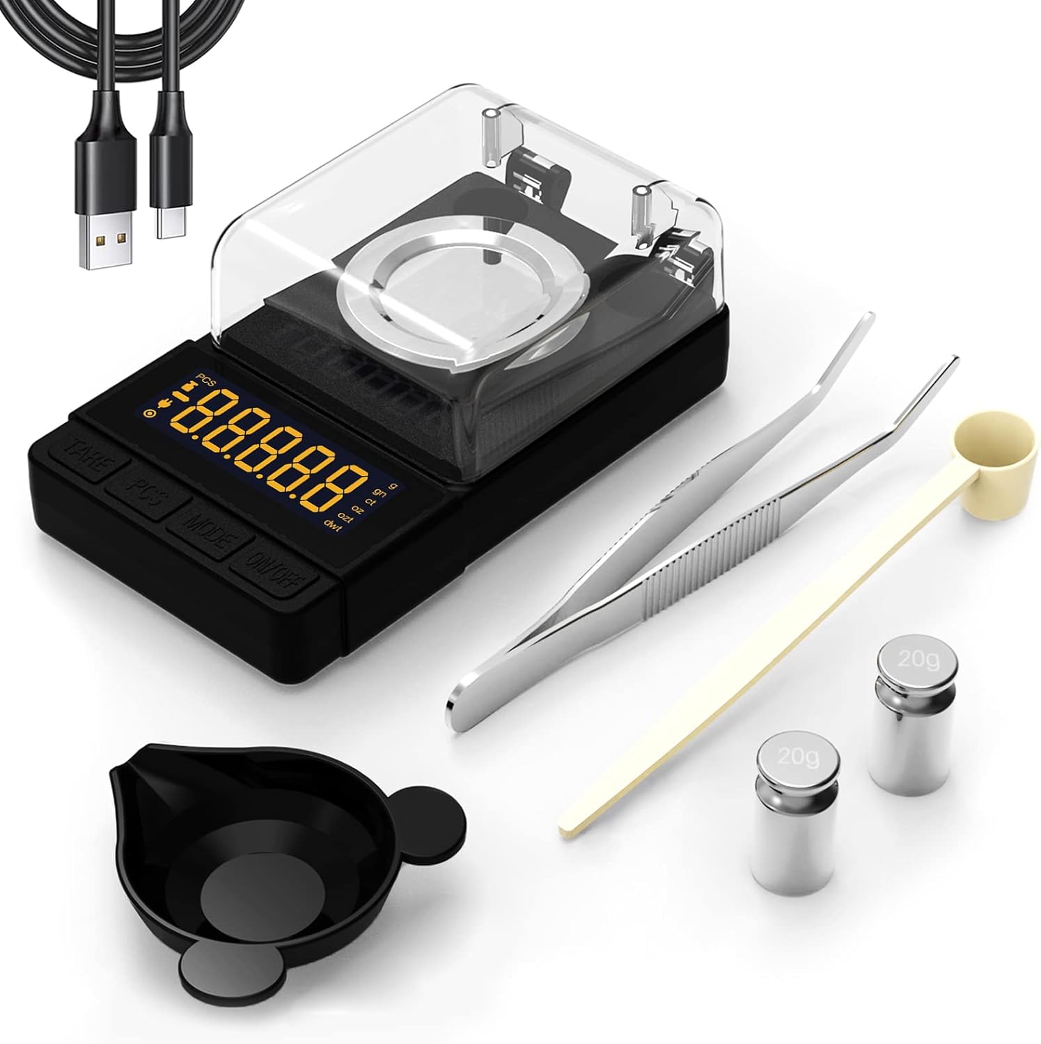 MAXUS Digital Milligram Scale 50g/0.001g, Compact Mg Scale with 20g Calibration