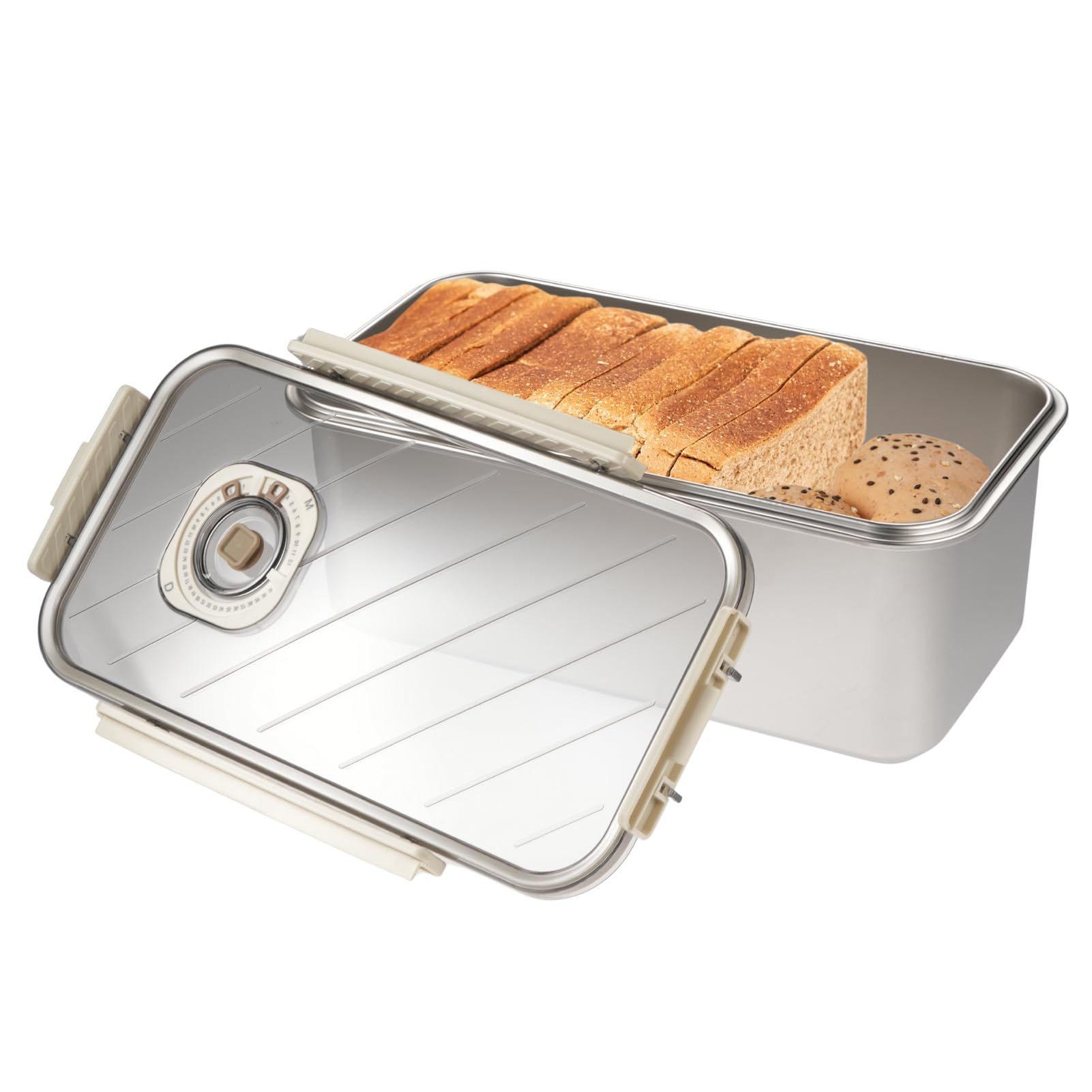 CODOHI Bread Box for Homemade Bread, Time Recording Bread Storage Container with Lid, Airtight Fresh Bread Holder bin For Kitchen Countertop, Dishwasher Safe
