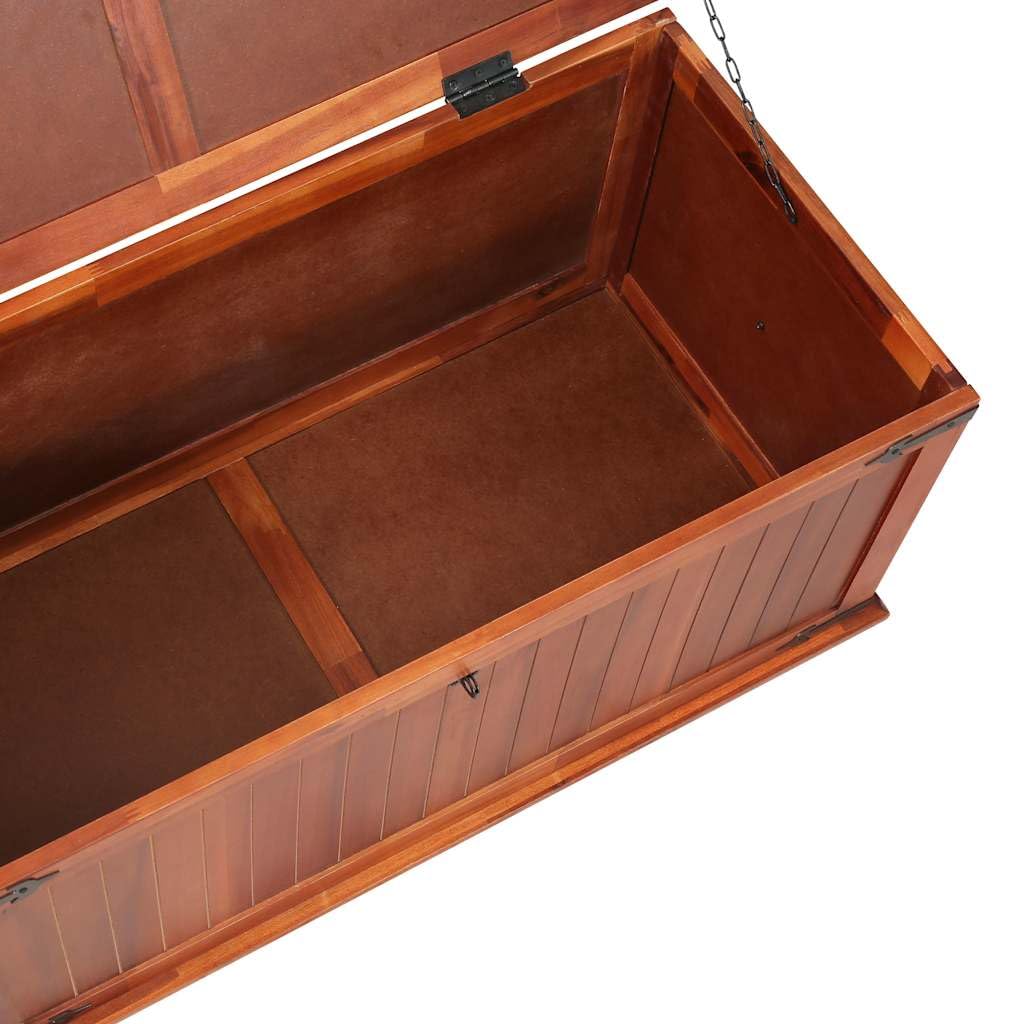 Baúl de madera maciza de acacia con tapa y asas, 90 x 45 x 40 cm, baúl de madera utilizable como mesa de café y mesa auxiliar
