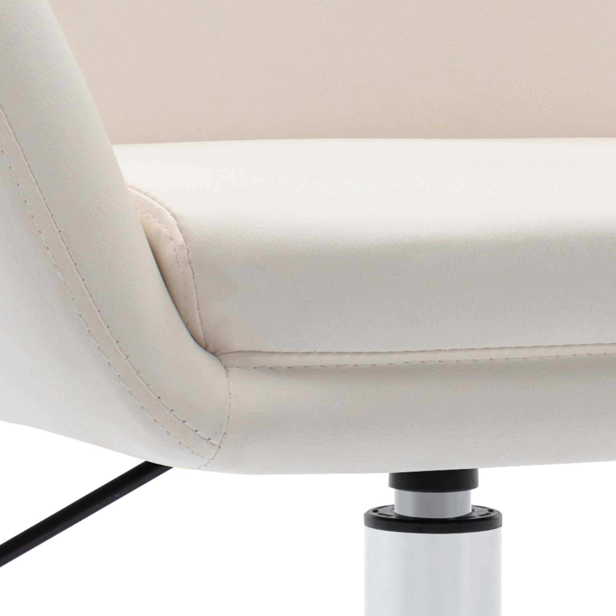 Duhome Sedia da trucco regolabile in altezza, in ecopelle, girevole, da cocktail, con bracciolo, per soggiorno, sala da pranzo, camera da letto, colore: bianco